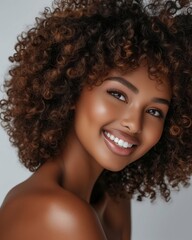 Fototapeta premium portrait of an afro-american woman with a beautiful smile - ai-generated