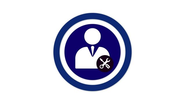 Person with a hand tools icon animated on a white background