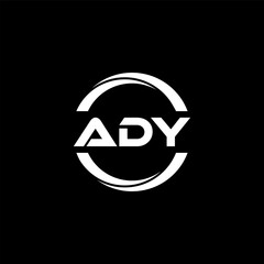 ADY letter logo design with black background in illustrator, cube logo, vector logo, modern alphabet font overlap style. calligraphy designs for logo, Poster, Invitation, etc.