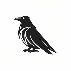 Flat Logo of Vector Crow Design. 