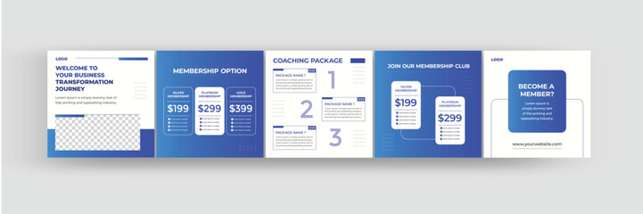 Business coach Instagram carousel, social media carousel design template for marketing, professional, mentor, eps vector illustration