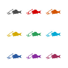 Fish  icon isolated on white background. Set icons colorful