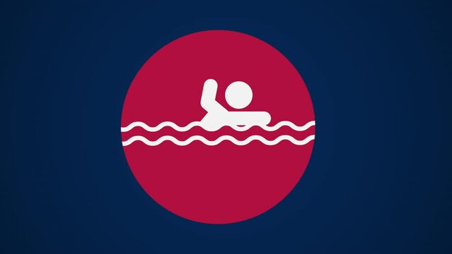 Pictograma de nataci&oacute;n en aguas abiertas de lado izquierdo con el  fondo azul sin texto.	
