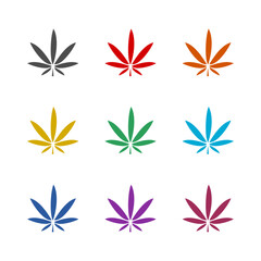 Fototapeta na wymiar Marijuana leaf logo icon isolated on white background. Set icons colorful