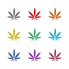 Fototapeta na wymiar Marijuana leaf logo icon isolated on white background. Set icons colorful