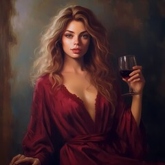 Elegant Lady with a Glass of Wine