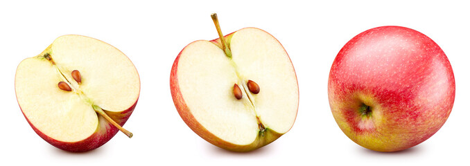 Red apple collection isolated. Red apple on white. Full depth of field. With clipping path