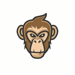 Flat Logo of Vector Monkey Design.