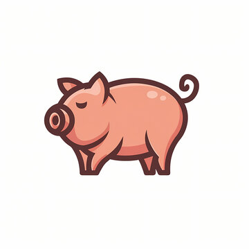 Flat Logo of Vector Pig Design.