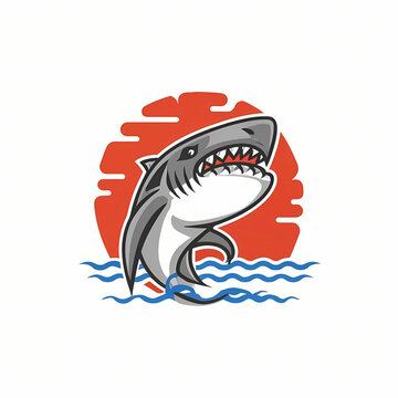 Flat Logo of Vector Shark Design.