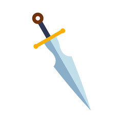 Magical cartoon steel sword, knight weapon or knife blade. Fantasy game weapon icon in flat style. Vector illustration