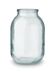 Front view of empty large glass jar