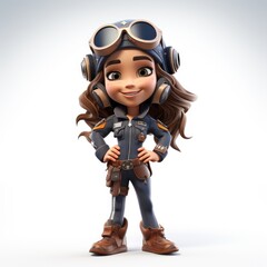 Obraz premium Three Dimensional Animated Pilot Figure on White Background