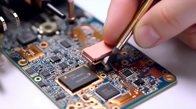 Repair cell phone preparing for repair circuit board.Generative AI