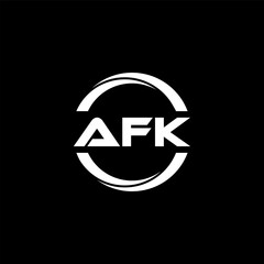AFK letter logo design with black background in illustrator, cube logo, vector logo, modern alphabet font overlap style. calligraphy designs for logo, Poster, Invitation, etc.