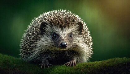 Fototapeta premium hedgehog in the green background