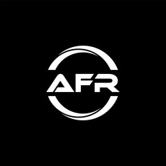 AFR letter logo design with black background in illustrator, cube logo, vector logo, modern alphabet font overlap style. calligraphy designs for logo, Poster, Invitation, etc.