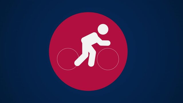 Pictograma de ciclismo en ruta de lado izquierdo con el  fondo azul sin texto.	
