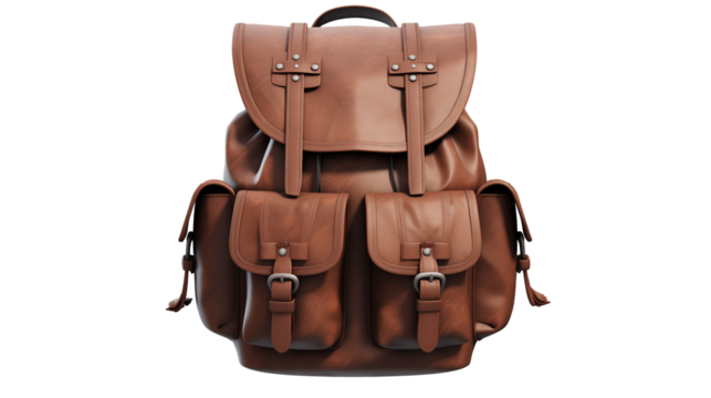 Leather Backpack on a transparent background
