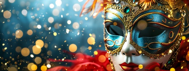 a mask with a blue background