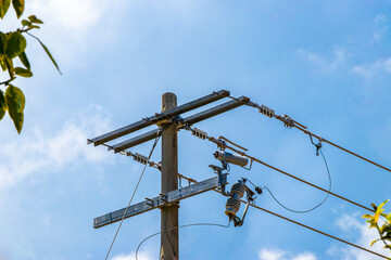 Absolute cable chaos on mexican power pole in Mexico.