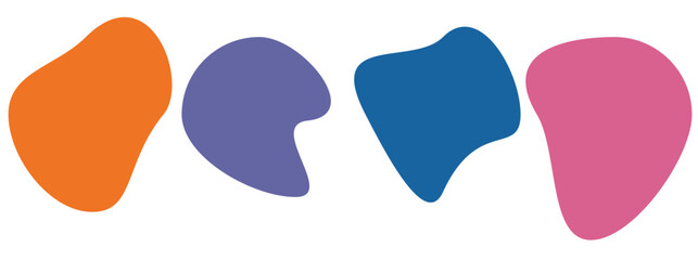 Organic blob shape with irregular form abstract vector illustration. Random oval pebble, asymmetric stone, round amoeba blot. Set of simple graphic geometric stained. Black bubble blotch background