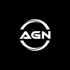 AGN letter logo design with black background in illustrator, cube logo, vector logo, modern alphabet font overlap style. calligraphy designs for logo, Poster, Invitation, etc.