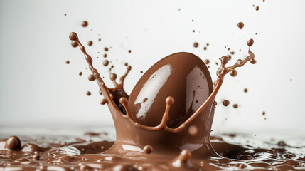 Dark chocolate Easter egg splash, tasty easter egg background,Chocolate Easter egg splash isolated. - Powered by Adobe