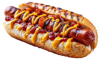 hot dog with ketchup  and mustard