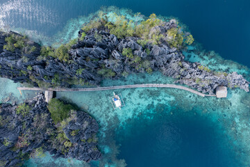 Aerial view of the Twin Lagoon in coron island, Palawan, Philippines Asia