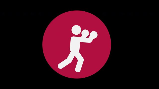 Pictograma de  boxeo de lado izquierdo con c&iacute;rculo rojo en alpha.