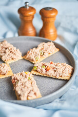 Tuna salad and mayonnaise with crackers