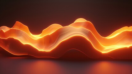 3D Abstract Background with glowing Wavy Shape in orange Spectrum
