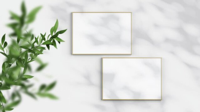 Two Horizontal Wooden Frames A ISO Video Mockup in home interior, Shadow Motion Mockup