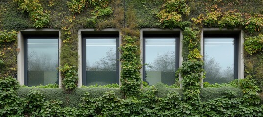 Promoting sustainable urban living with a vibrant green wall of plants inside a modern building