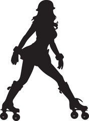 Fototapeta na wymiar roller derby girl silhouette vector illustration skating woman silhouette 