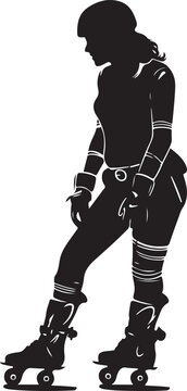 roller derby girl silhouette vector illustration skating woman silhouette 
