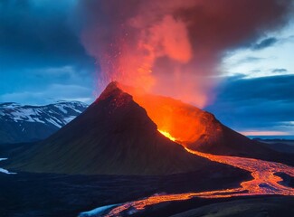 Erupting volcano - obrazy, fototapety, plakaty