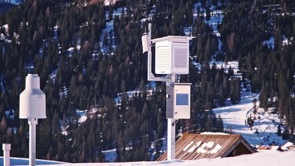 Alpine Village Weather Station Equipment with Stevenson Screen Instrument Shelter Containing...