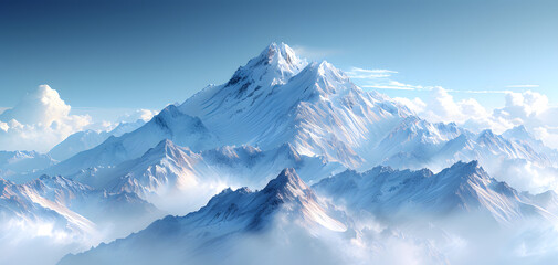 Fototapeta na wymiar snow covered mountains in winter, Majestic mountain peaks with snow-capped summits