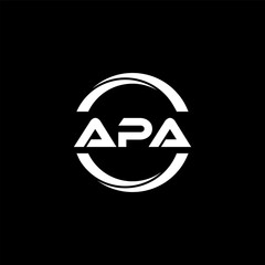 APA letter logo design with black background in illustrator, cube logo, vector logo, modern alphabet font overlap style. calligraphy designs for logo, Poster, Invitation, etc. - obrazy, fototapety, plakaty