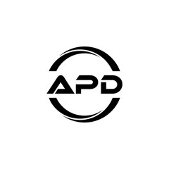 APD letter logo design with white background in illustrator, cube logo, vector logo, modern alphabet font overlap style. calligraphy designs for logo, Poster, Invitation, etc.