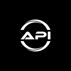 API letter logo design with black background in illustrator, cube logo, vector logo, modern alphabet font overlap style. calligraphy designs for logo, Poster, Invitation, etc.
