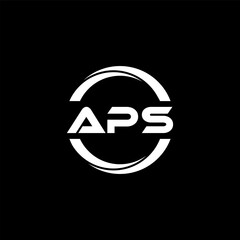 APS letter logo design with black background in illustrator, cube logo, vector logo, modern alphabet font overlap style. calligraphy designs for logo, Poster, Invitation, etc.