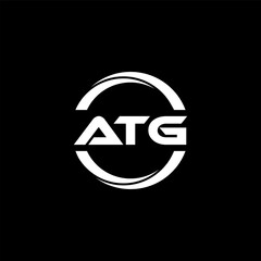ATG letter logo design with black background in illustrator, cube logo, vector logo, modern alphabet font overlap style. calligraphy designs for logo, Poster, Invitation, etc.