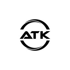 ATK letter logo design with white background in illustrator, cube logo, vector logo, modern alphabet font overlap style. calligraphy designs for logo, Poster, Invitation, etc.