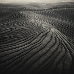 Fototapeta na wymiar charcoal wavy lines field landscape