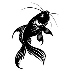 Silhouette cat fish black color only