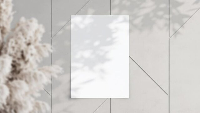 Vertical poster A ISO Video Mockup in home interior, Paper Mockup, Shadow Motion Mockup