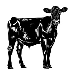 Silhouette cow black color only